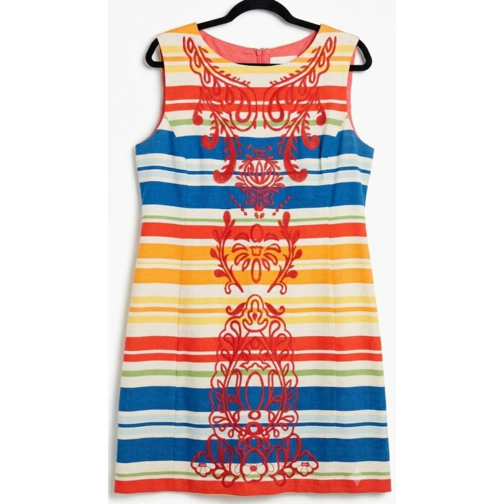Tabitha womens size 14 sheath dress cobalt blue red Anthropologie